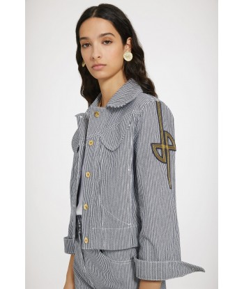 Iconic denim jacket in striped cotton commande en ligne