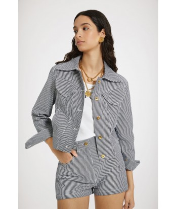 Iconic denim jacket in striped cotton commande en ligne