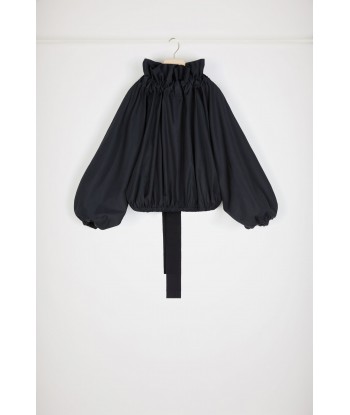 Drawstring puff sleeve crop top in organic cotton pas cher chine