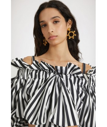 Cropped drawstring top in printed cotton soldes