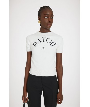 Patou jacquard knit top in cotton blend de France