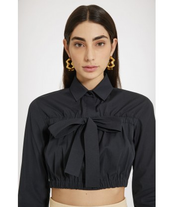 Bow cropped blouse in sustainable cotton Amélioration de cerveau avec