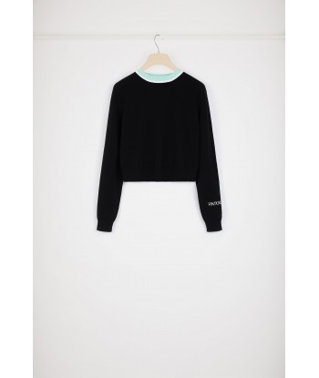 Contrast collar jumper in cotton and wool Comparez plus de prix