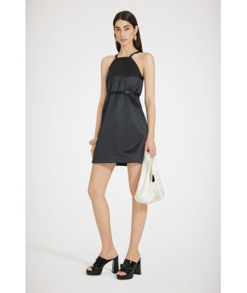 Halterneck mini dress in satin la colonne vertébrale