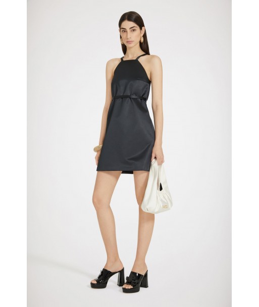 Halterneck mini dress in satin la colonne vertébrale