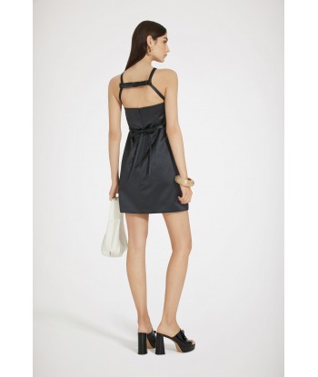 Halterneck mini dress in satin la colonne vertébrale