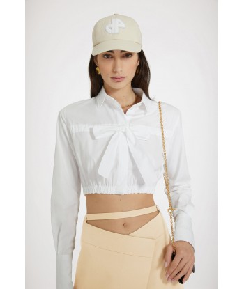 Bow cropped blouse in sustainable cotton votre