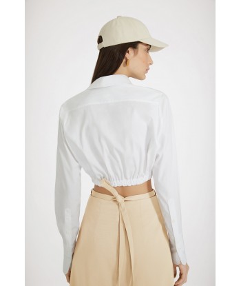 Bow cropped blouse in sustainable cotton votre