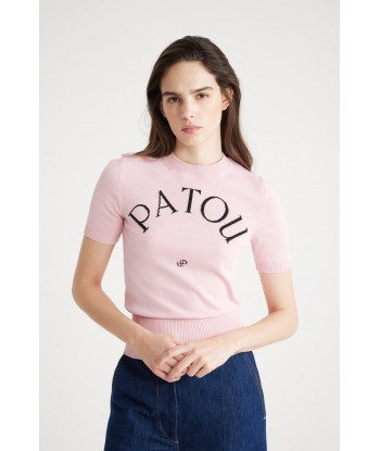 Patou jacquard knit top in eco-friendly cotton blend Livraison rapide