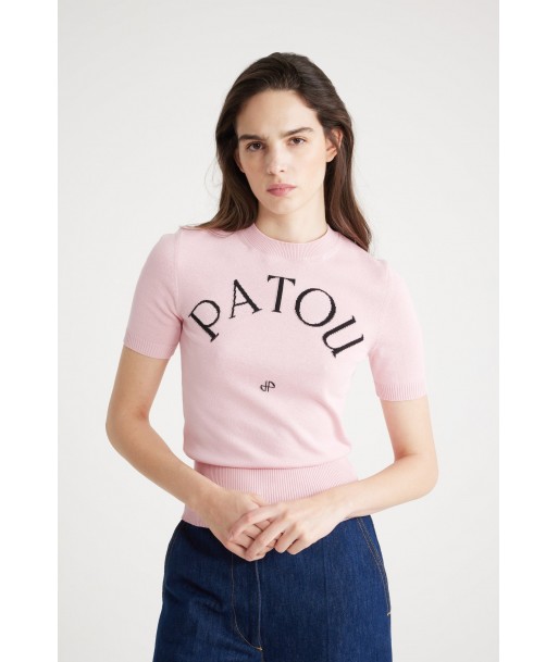 Patou jacquard knit top in eco-friendly cotton blend Livraison rapide