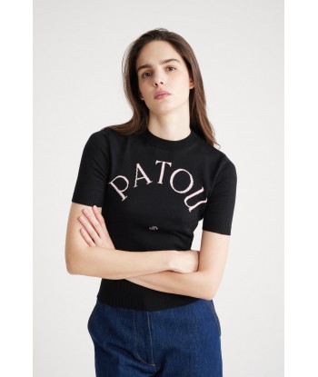 Patou jacquard knit top in eco-friendly cotton blend Amélioration de cerveau avec