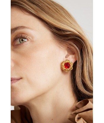 Nest earrings in gold-plated brass and resin meilleur choix