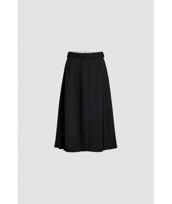 Pleated midi skirt in technical wool twill le des métaux précieux