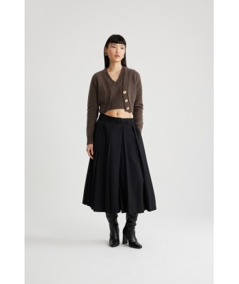 Pleated midi skirt in technical wool twill le des métaux précieux