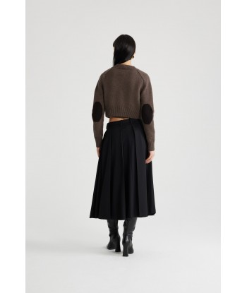 Pleated midi skirt in technical wool twill le des métaux précieux