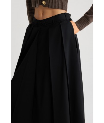 Pleated midi skirt in technical wool twill le des métaux précieux