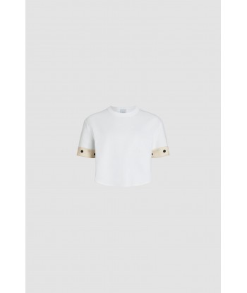 Silk cuff cropped t-shirt in organic cotton En savoir plus