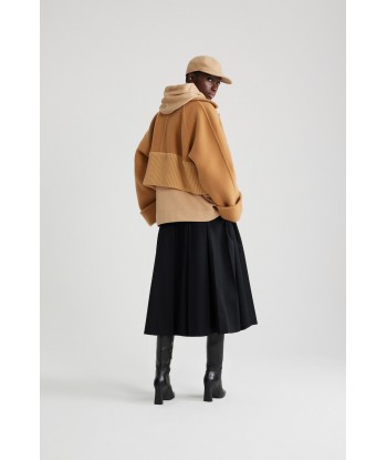 Rib waist cropped coat in wool and cashmere blend français