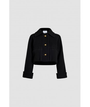 Rib waist cropped coat in wool and cashmere blend en ligne