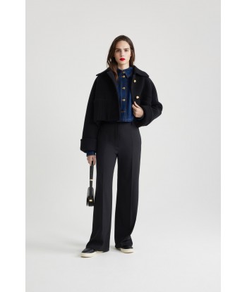 Rib waist cropped coat in wool and cashmere blend en ligne