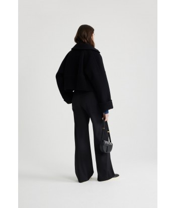 Rib waist cropped coat in wool and cashmere blend en ligne