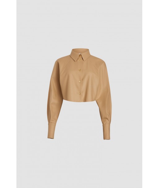 Cropped shirt in sustainable wool blend acheter