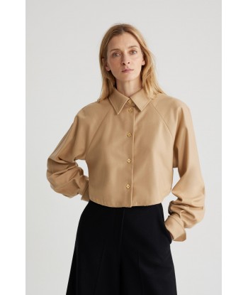 Cropped shirt in sustainable wool blend acheter