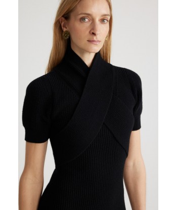 Wrap front dress in sustainable wool and cashmere plus qu'un jeu 