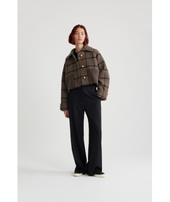 Rib waist cropped coat in recycled wool blend vente chaude votre 