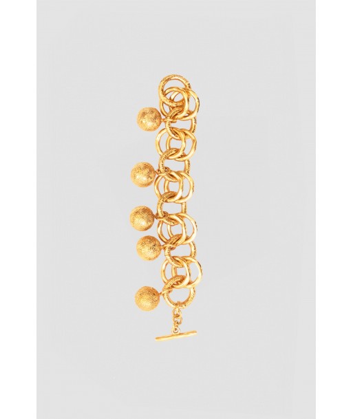 Engraved sphere chain bracelet in gold-plated brass à prix réduit toute l'année