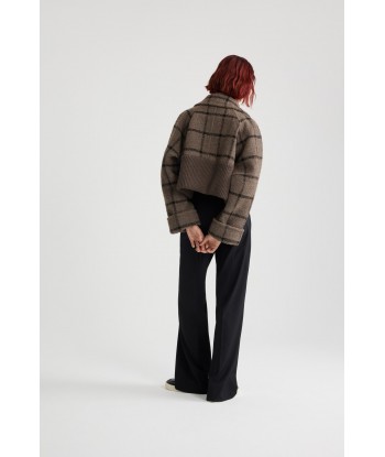 Rib waist cropped coat in recycled wool blend vente chaude votre 