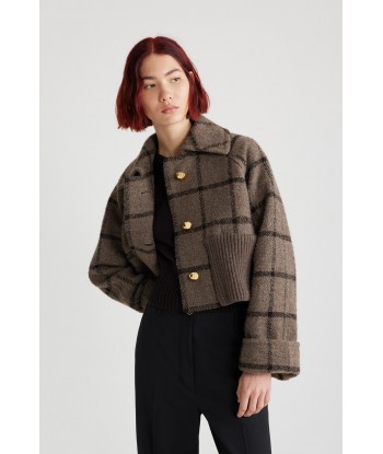 Rib waist cropped coat in recycled wool blend vente chaude votre 