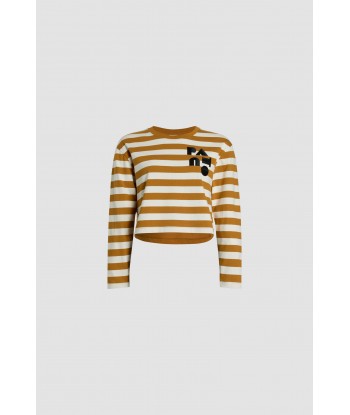 Cropped Breton stripe top in organic cotton soldes