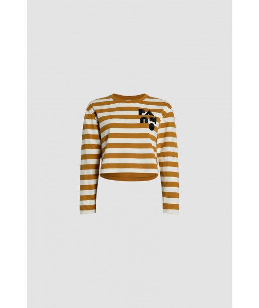 Cropped Breton stripe top in organic cotton soldes