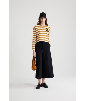 Cropped Breton stripe top in organic cotton soldes