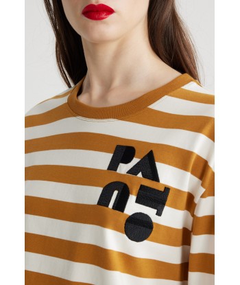 Cropped Breton stripe top in organic cotton soldes