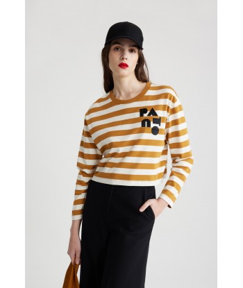 Cropped Breton stripe top in organic cotton soldes