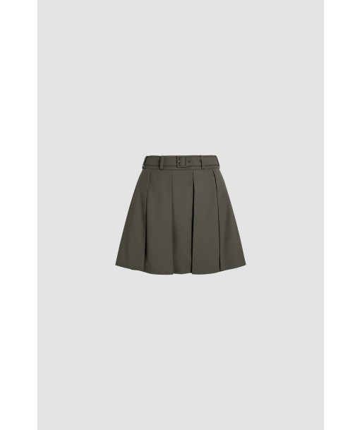 Pleated mini skirt in sustainable technical wool twill 2023