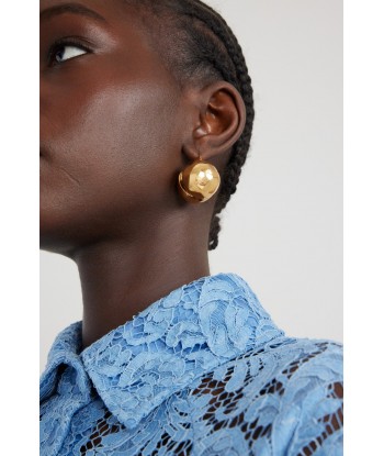 Hammered sphere earrings in gold-plated brass les ctes