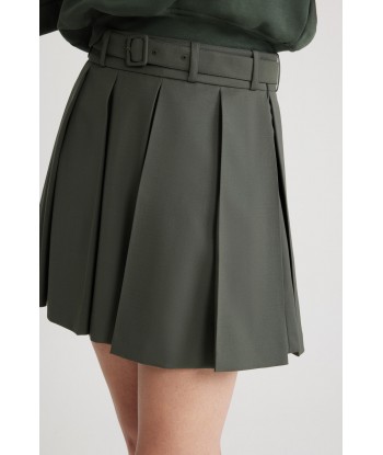 Pleated mini skirt in sustainable technical wool twill 2023