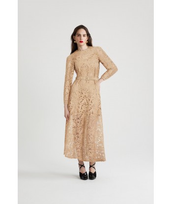 Maxi dress in organic cotton blend lace solde