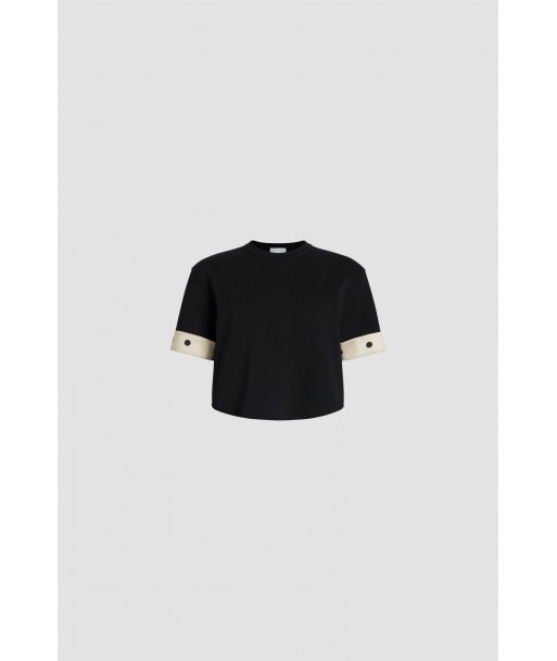 Silk cuff cropped t-shirt in organic cotton en linge