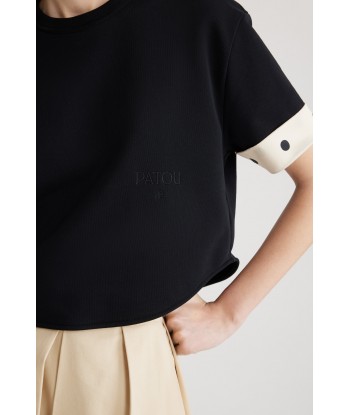 Silk cuff cropped t-shirt in organic cotton en linge