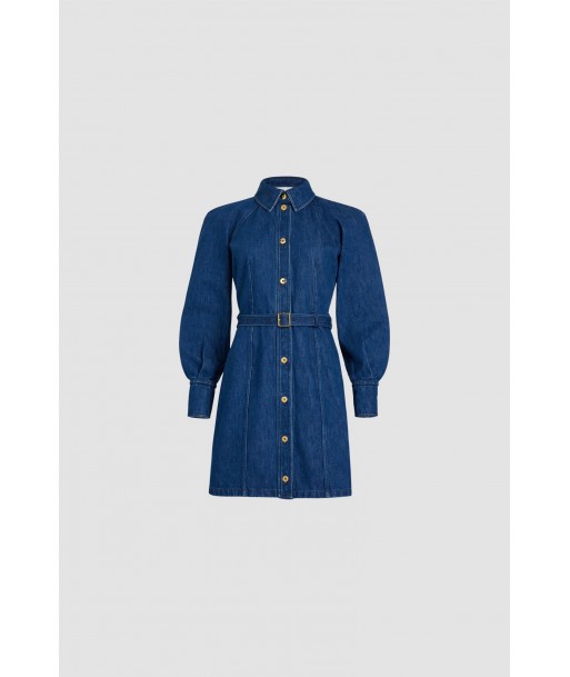 Mini shirt dress in organic denim Livraison rapide