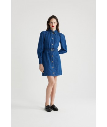 Mini shirt dress in organic denim Livraison rapide