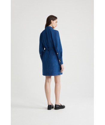 Mini shirt dress in organic denim Livraison rapide