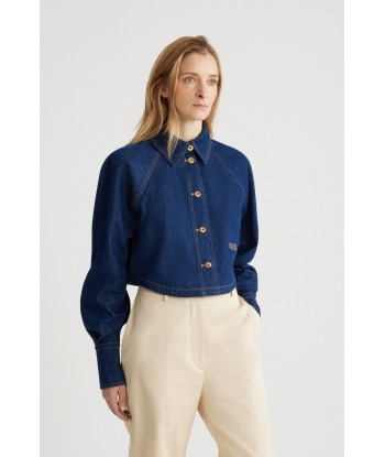 Cropped shirt in organic cotton denim plus qu'un jeu 