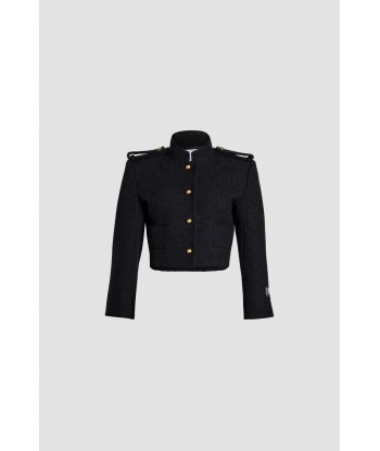 Cropped sailor jacket in sustainable wool and organic cotton tweed en linge