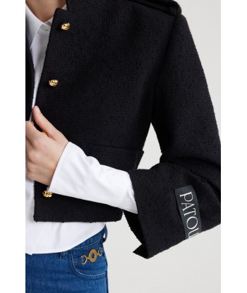 Cropped sailor jacket in sustainable wool and organic cotton tweed en linge