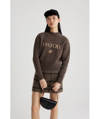 Patou intarsia jumper in sustainable wool and cashmere le des métaux précieux